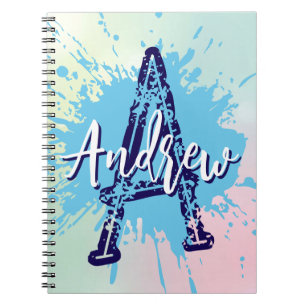 Cuaderno preppy moderno de monograma para niños pa