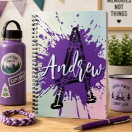 Cuaderno preppy moderno de monograma para niños pa