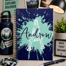 Cuaderno preppy moderno de monograma para niños pa