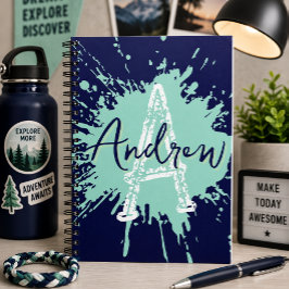 Cuaderno preppy moderno de monograma para niños pa