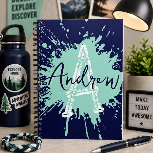 Cuaderno preppy moderno de monograma para niños pa