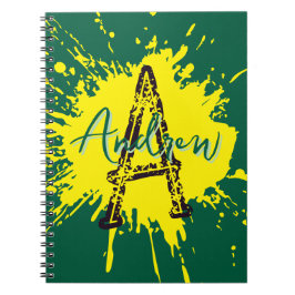 Cuaderno preppy moderno de monograma para niños pa