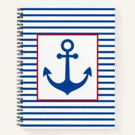 Cuaderno Preppy Nautical Stripes and Anchor Personalized