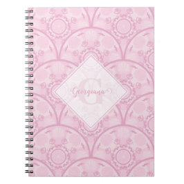 Cuaderno Preppy personalizada en Mandala rosa Art Deco