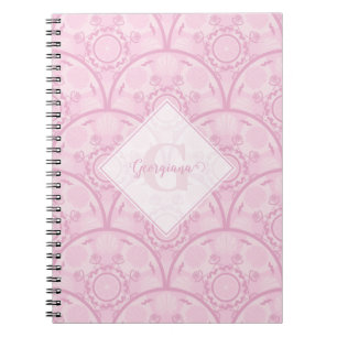 Cuaderno Preppy personalizada en Mandala rosa Art Deco