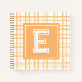 Cuaderno Preppy Plaid Varsity Monogram Orange Yellow Square