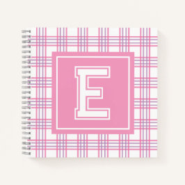 Cuaderno Preppy Plaid Varsity Monogram Pink Purple Square