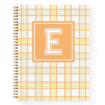 Preppy Plaid Varsity Monograma Naranja Amarillo