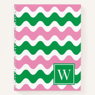 Cuaderno Preppy Raya Preppy Rosa y Verde con Ric Rac