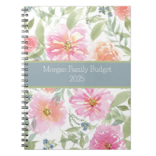 Cuaderno Presupuesto floral de la primavera de acuarela