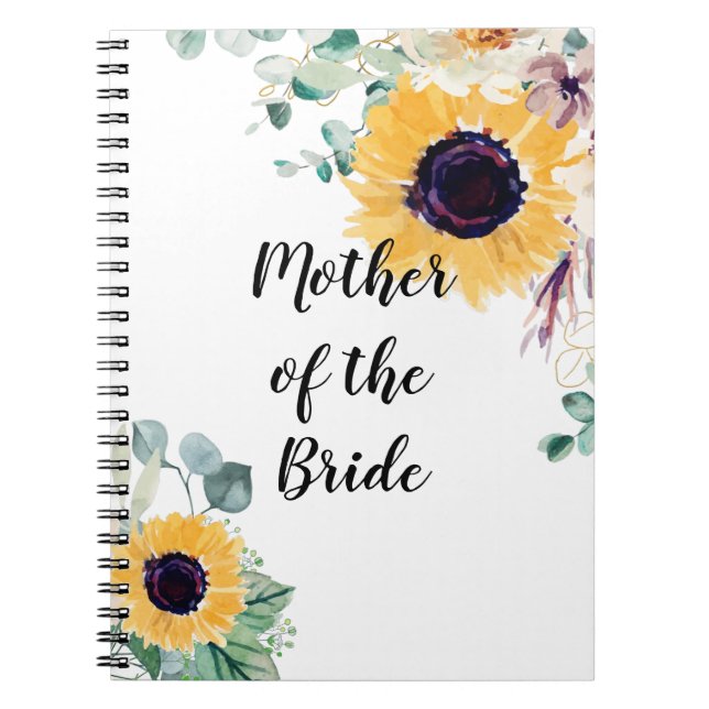 Cuaderno PRESUPUESTO Madre Novia Groom Boda Regalos Girasol (Frente)