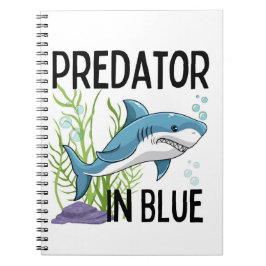 Cuaderno pretador en azul , tiburón, estilo personalizado