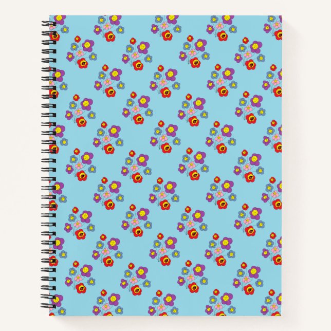 Cuaderno Pretty Blue Ladybug and Flowers Pattern (Anverso)