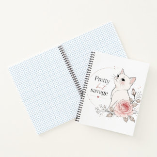 Cuaderno Pretty But Savage White Cat Rose Notebook