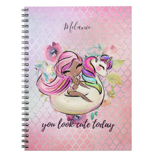 Cuaderno Pretty Girly YOU LOOK CUTE TODAY Unicorn Pink (Frente)