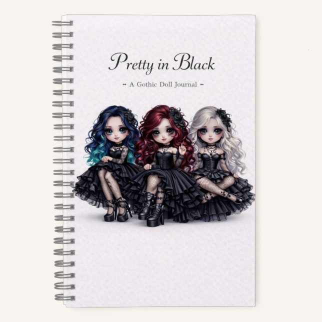 Cuaderno Pretty in Black Gothic Doll Journal Dark Aesthetic (Anverso)