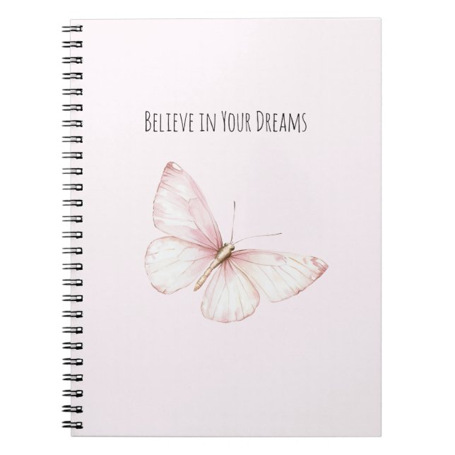 Cuaderno Pretty Pink Butterfly Believe in Dreams (Frente)