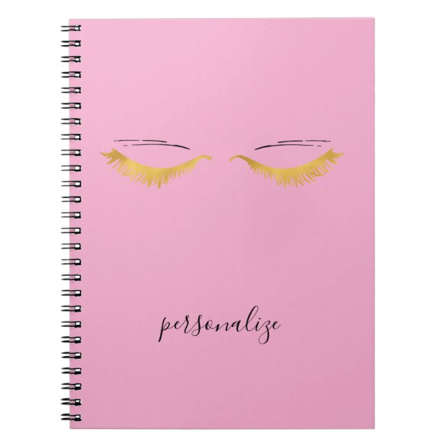 Cuaderno Pretty Pink Gold Glam Eyelashes (Frente)