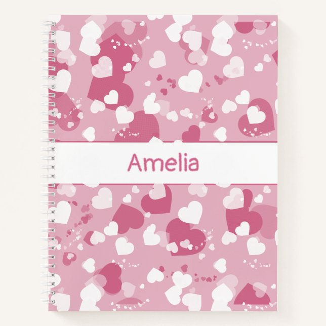 Cuaderno Pretty Pink Love Heart Personalized (Anverso)