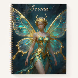 Cuaderno Pretty Turquoise and Gold Fairy Personalized