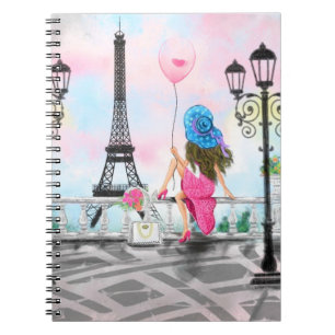 Cuaderno Pretty Woman and Pink Heart Balloon - I Love Paris
