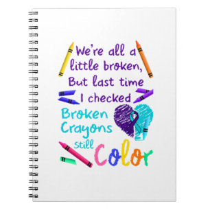 Cuaderno Prevención del suicidio Crayones rotos aún color