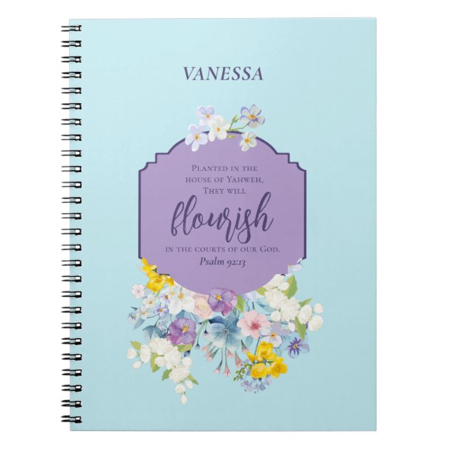 Cuaderno Primavera acuarela Biblia floral Verso personaliza (Frente)