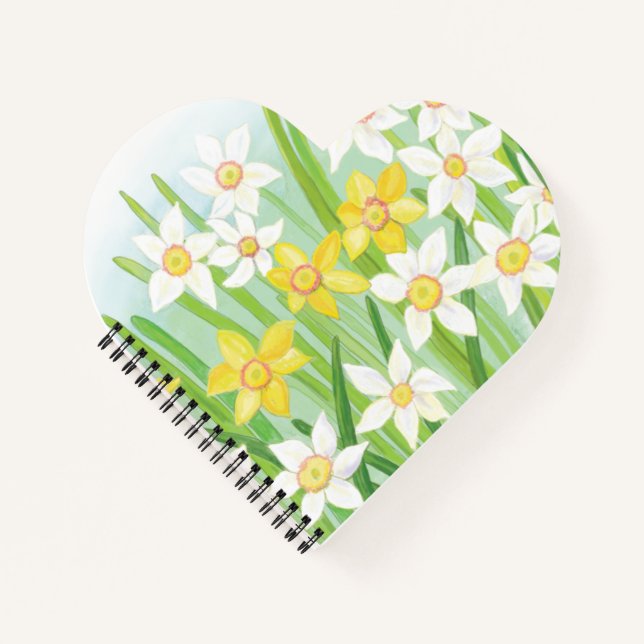 Cuaderno Primavera Daffodils con forma de corazón (Anverso)