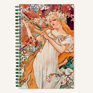 Cuaderno Primavera de Art Nouveau vintage de Alfons Mucha