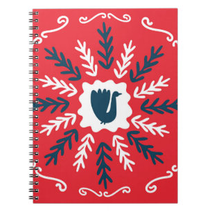 Cuaderno Primavera, Feliz Navidad folklore doodle cuadrado