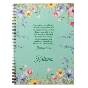 Cuaderno Primavera Flor silvestre Jardín Biblia Verse Perso