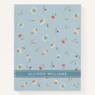 Cuaderno Primavera floral Dusty Azul personalizado