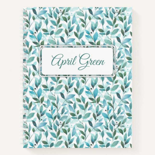 Cuaderno Primavera. Patrón floral de acuarela (Anverso)