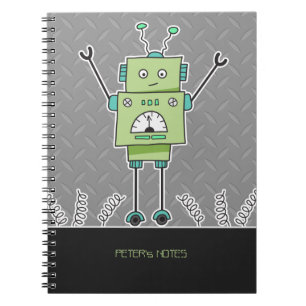 Cuaderno Primaveras verdes felices del robot y del metal
