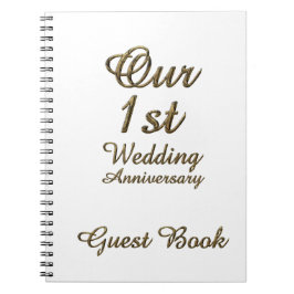 Cuaderno Primer aniversario Boda libro de invitado oro blan