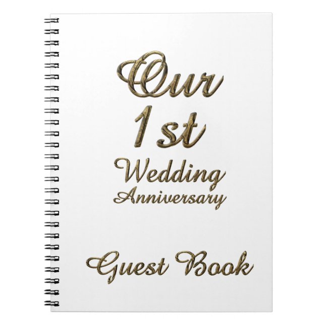 Cuaderno Primer aniversario Boda libro de invitado oro blan (Frente)