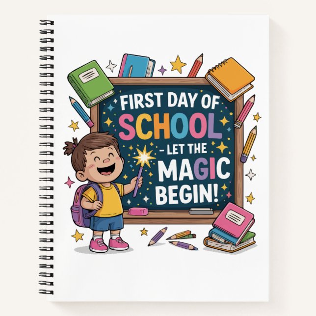 Cuaderno Primer Día de Escuela – Que Comience la Magia - ES (Anverso)
