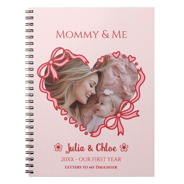 Cuaderno Primer Día de la Madre Foto Corazón Marco Rosa Roj (Frente)