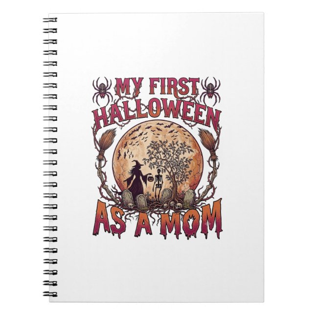 Cuaderno Primer Halloween como bruja esqueleto de luna_1 (Frente)