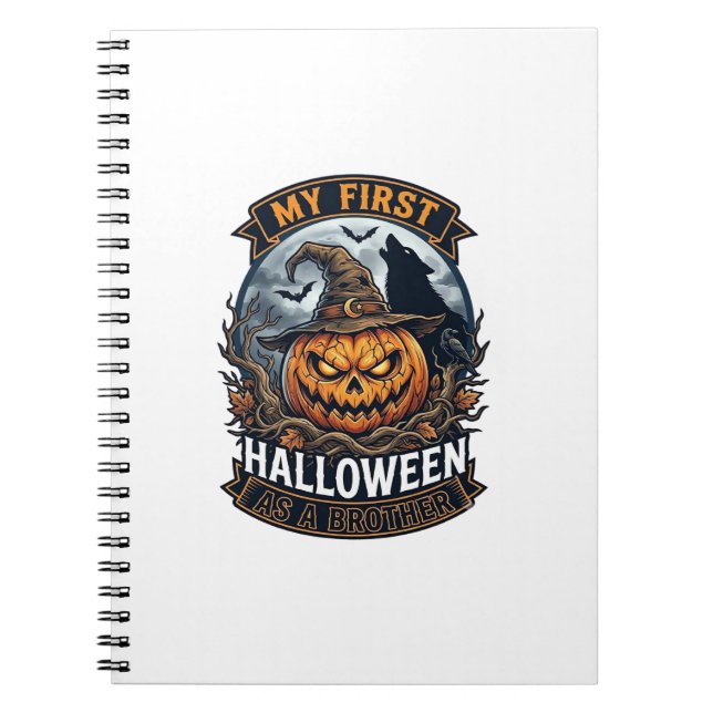 Cuaderno Primer Halloween como hermano Pumpkin Wolf Moon_1 (Frente)