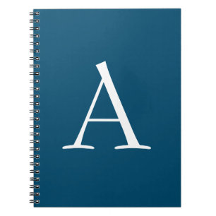 Cuaderno Primer monograma moderno elegante de la llanura az