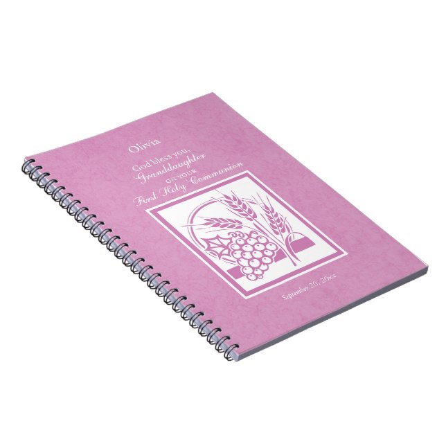 Cuaderno Primera comunión de nieta, rosa (Lado Derecho)