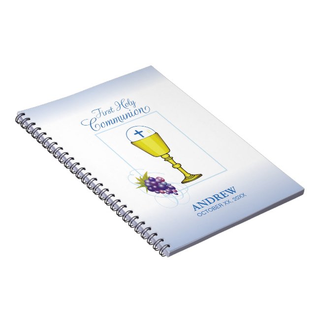 Cuaderno Primera Comunión Niño, Cáliz con Hostia y Uvas (Lado Derecho)