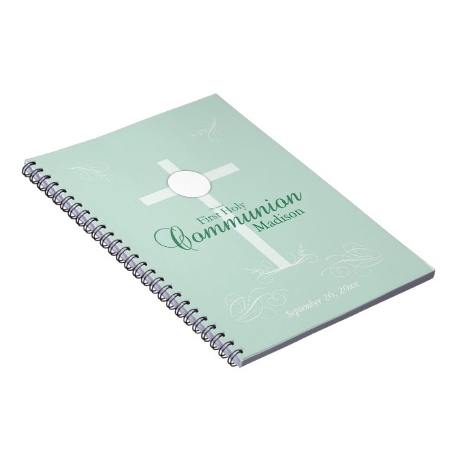 Cuaderno Primera comunión sagrada, guión en verde suave (Lado Derecho)
