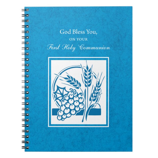 Cuaderno Primera comunión, trigo, uvas azul (Frente)