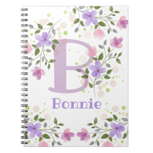 Cuaderno Primera inicial más nombre Bonnie con flores