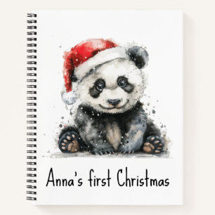 Cuaderno Primera Navidad de Bebé Personalizada con Panda y 