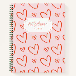 Cuaderno Primeros monogramas corazones preadormidera rosado
