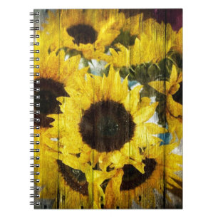 Cuaderno Primitivo Barn Wood País Occidental Girasol