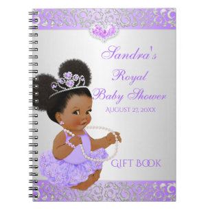 Cuaderno Princesa Afroamericana Lila Plata Regalo Invitado